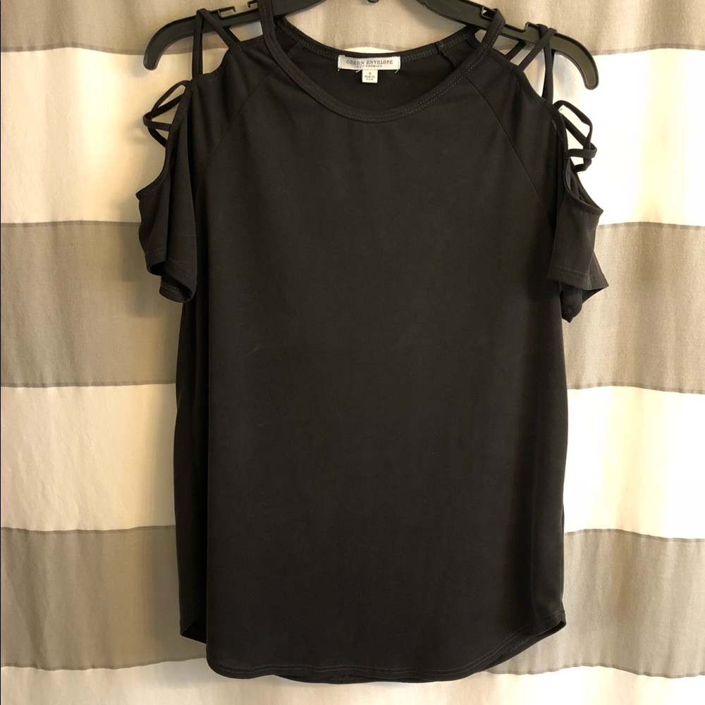Green Envelope Cold Shoulder Top